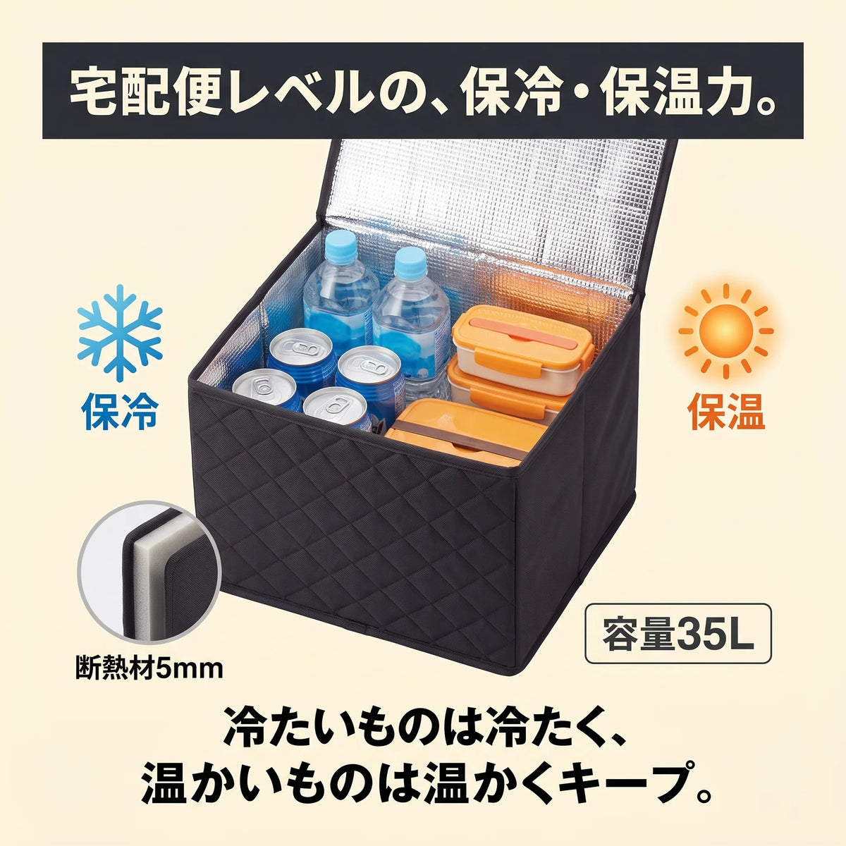 KIZUNA 車用収納ボックス 腰クッション 2WAY｜保冷保温35L 車内収納