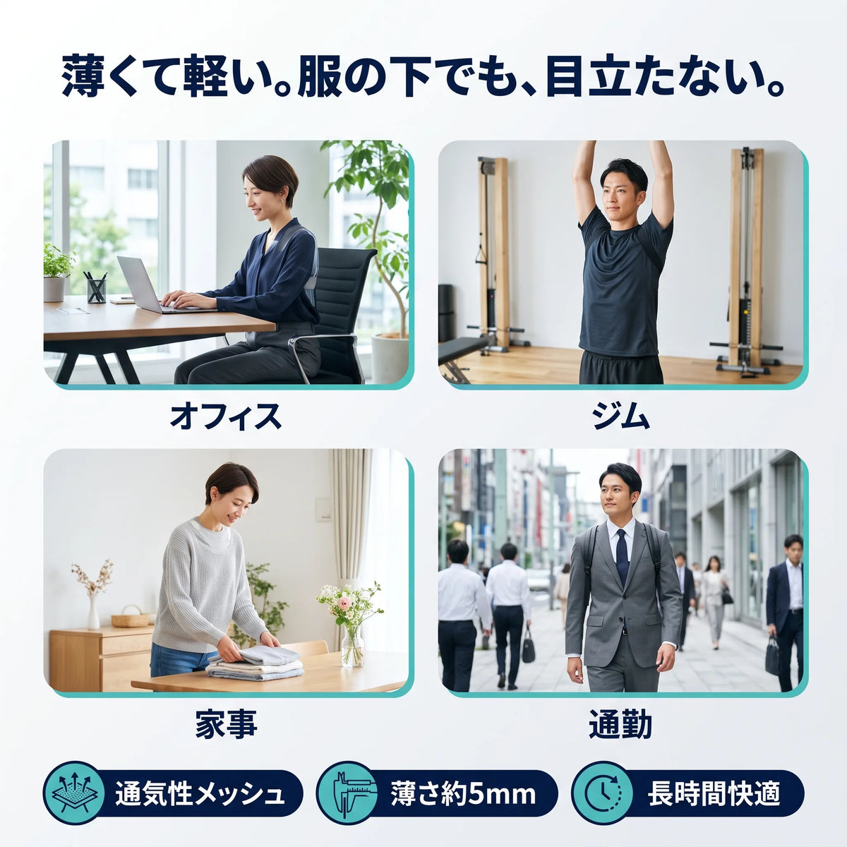 【トレーナー推奨】X型クロス 姿勢サポーター｜猫背ケア・薄型・通気メッシュ