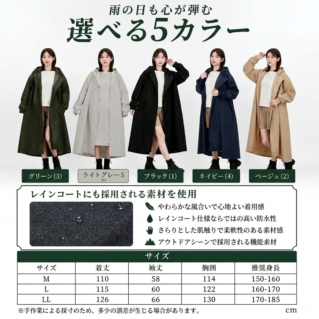 レイングナ プロ™ — 濡れない、ムレない。袖付きレインポンチョ｜耐水圧10,000mm・着脱バイザー・自転車通勤